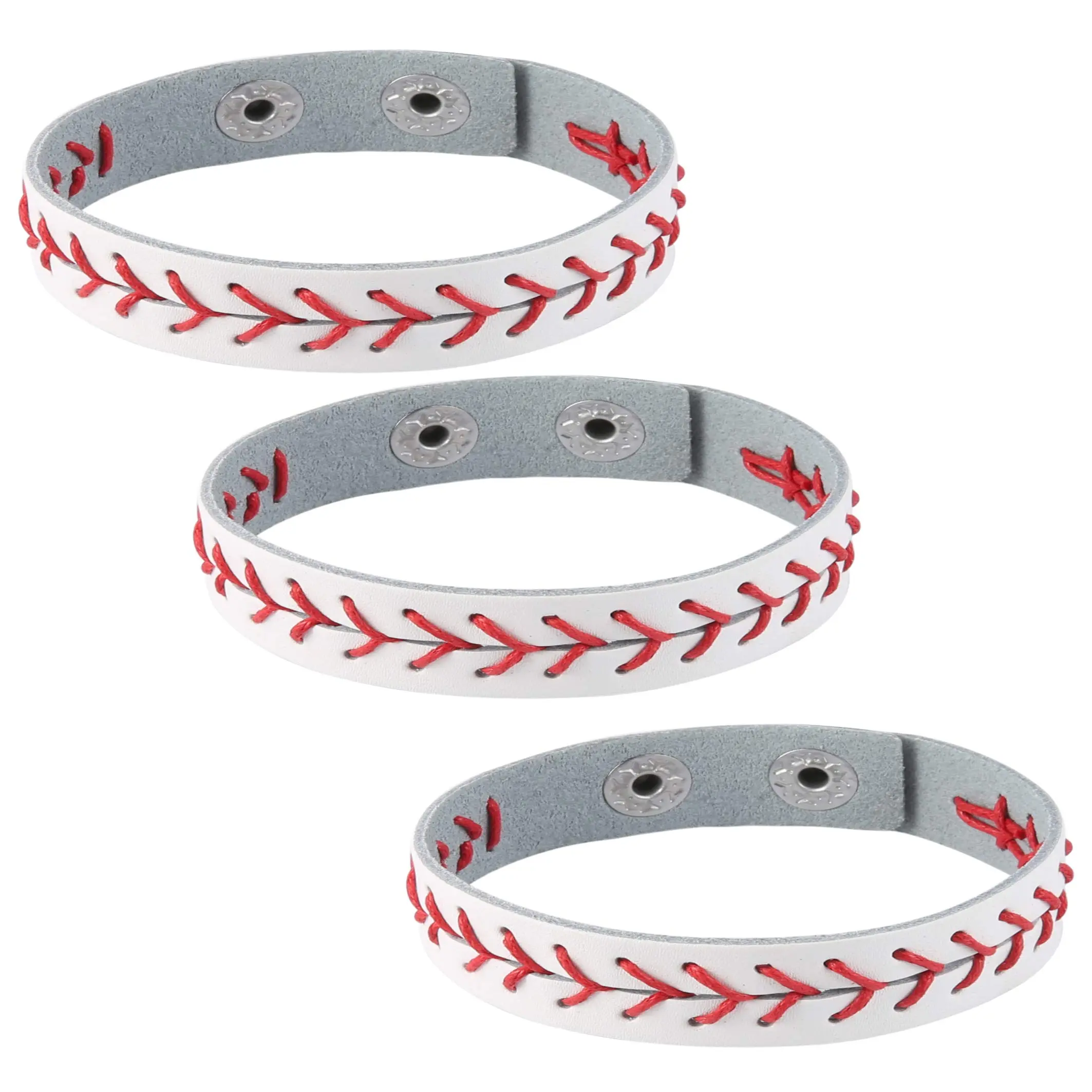 HZMAN PU Leather Baseball Theme Bangles Bracelets - 3 Pcs White Black Yellow Cuff Wristbands for Men & Athletes, Everyday Wear Fashion Jewelry Accessories