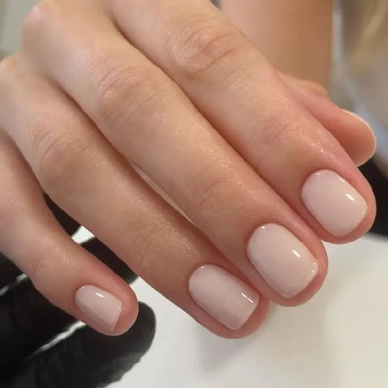 24pcs Short & Medium Square Natural Nude Nail Art Set, Classic Long-Lasting Glossy Stickers, Elegant Daily Wear for Women & Girls
