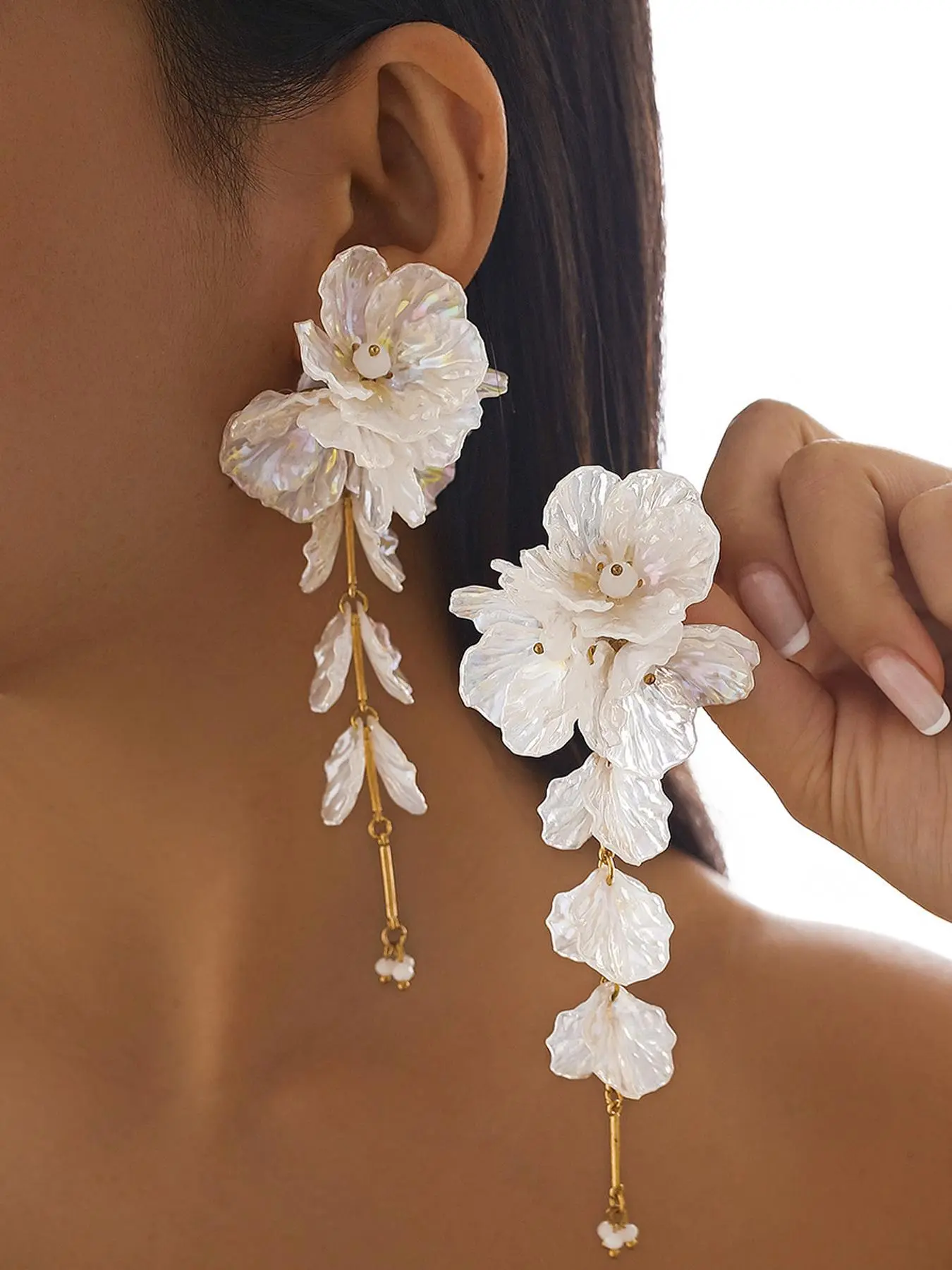 Fashion Flower Design Dangle Earrings, Dangling Earrings, Elegant Long Tassel Drop Earrings for Women, Trendy All-match & Exquisite Jewelry for Birthday Gift, High Quality Earrings