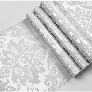 A roll of 20.86*374 inches European-style Damascus non-adhesive 3D patterned wallpaper, thickened embossed pastoral wallpaper, available in multiple colors, suitable for living room, bedroom, and TV feature wall, home decoration