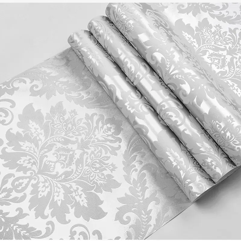 A roll of 20.86*374 inches European-style Damascus non-adhesive 3D patterned wallpaper, thickened embossed wallpaper, available in multiple colors, suitable for living room, bedroom, Wall paper for bedrooms, home decoration, Decorative wallpaper