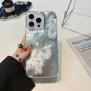 Local warehouse compatible with iPhone 11, 12, 13, 14, 15, 16, 17 Plus, Pro, Pro Max, XS Max, X/XS, 17 Air — large-hole glacier texture  , premium fashion Clear Shockproof Phone Case