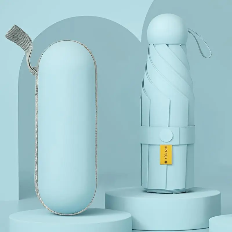 UV-Protection Mini Capsule Umbrella With Anti-UV Coating For Sunny And Rainy Days Portable Lightweight Umbrella