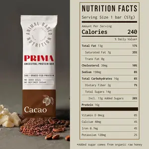 Prima Ancestral Protein Bar – 16 g Grass‑Fed Protein (Single Bar)
