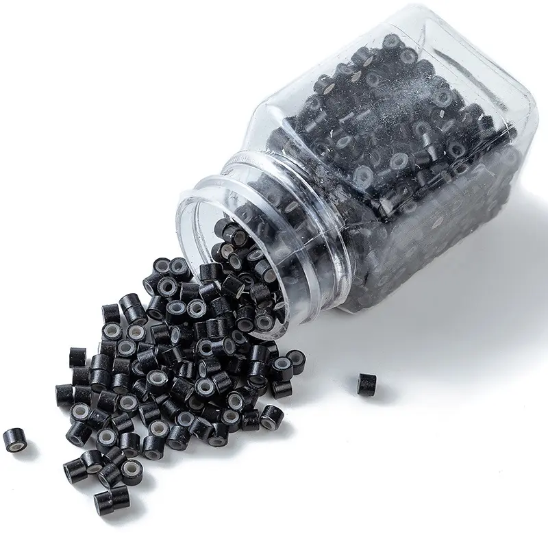 1000Pcs Micro Ring Microbead Hair Extensions with Lining Beads, Professional Hair Tools for Micro Ring Connection, Premium Quality Hair Pieces, Hair Accessories