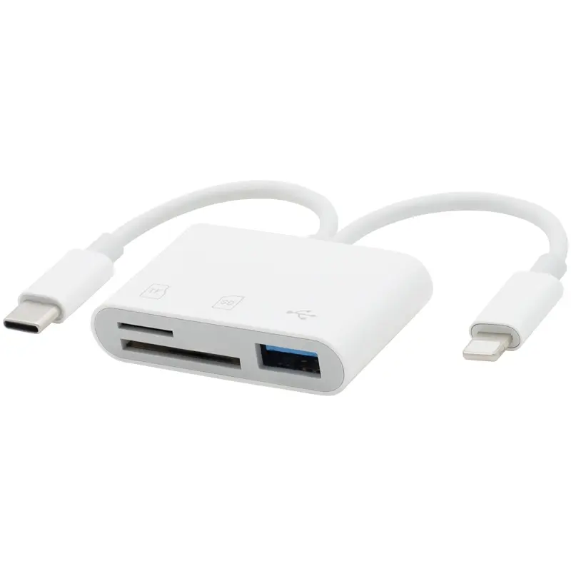 Type-C Phone SD TF Card Reader, Computer Memory Card Readers, USB C Interface, USB Hard Drive Memory Card Adapter, Compatible with Apple iPhone & PC Laptops, Dual Line Three-In-One Converter