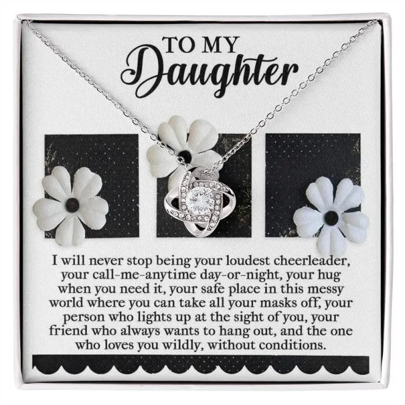 Gift for Daughter - Loudest Cheerleader - Love Knot Pendant Necklace, Perfect for Birthday, Christmas, Graduation, Elegant & Trendy Necklaces for Every Occasion - Perfect for Gifts, Daily Wear, or Special Events | Shop Now!