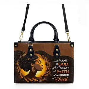 High Quality Leather Handbags For Women. Colorful African Print Bag Elegant Zipper Christian Gifts bags with Beautifully Design with Inspirational Quote