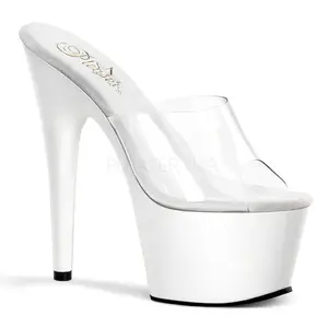 Women's Elegant Stylish Fashion Heeled Footwear - 7-in High Heel Platform Shoes, ADORE-701 Clear-White Design