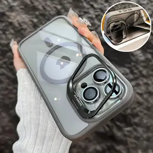 Functional magnetic mobile phone case lens bracket design + lens anti-scratch full cover mobile phone anti-fall protective case multiple colors optional lens suitable for iPhone 17, 16, 15, 14, 13 Cellphone Smartphone