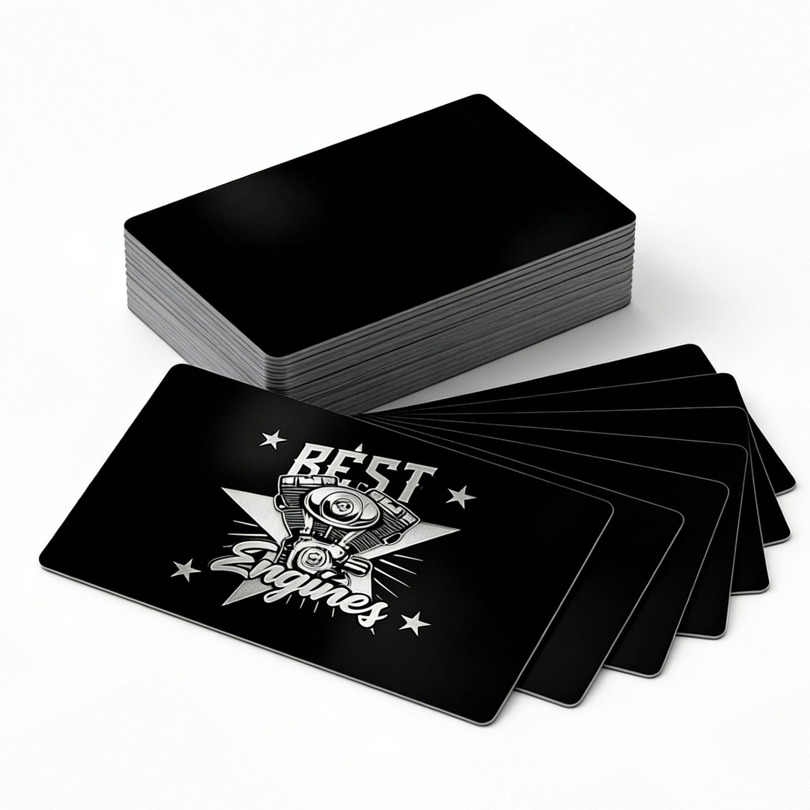 50 Pcs Metal Business Card Blanks Laser Engraving Premium Aluminum Sheet Multipurpose DIY Gift Metal Cards Black 86 X 54 X 0.21 MM