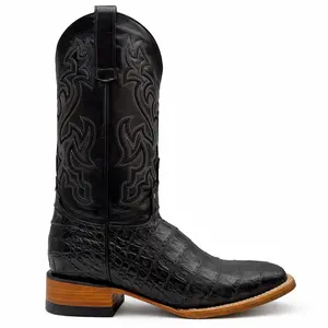 Dark Ranch Black Coco Belly Boots- Square Toe