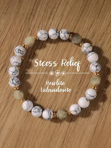 Natural Crystal Line Moonstone Irregular Geometric Raw Stone Bracelet Beads, High Quality Bracelet, Elastic Rope, Stress Relief, Spiritual Jewelry, Perfect Gift for Friends