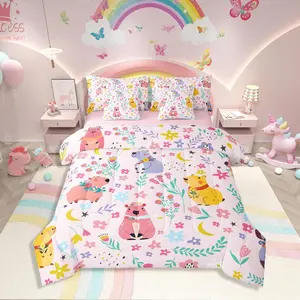 Feelyou Ultra Soft 7-Piece Cartoon Capybara Bedding Set, Multi-Size Bed-in-a-Bag for Kids, Includes Cartoon Comforter, Pillowcase and Sham, Seven Pieces