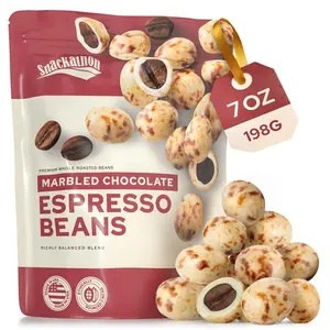 Snackathon Chocolate Covered Espresso Beans, 7 ounce (Marbled & Milk Chocolate Flavor)