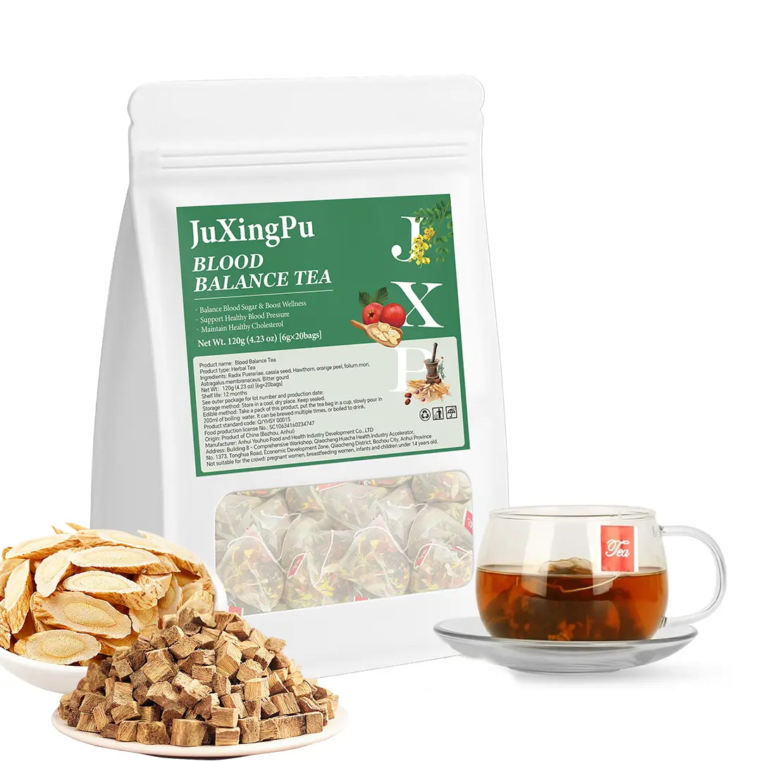 Heart Functional Herbal Tea | Blood Balance Blend | 20 Bags (4.23oz) | Natural Cardiovascular Support with Kudzu, Bitter Gourd & Astragalus | Caffeine-Free, Sugar-Free | Traditional TCM Ingredients