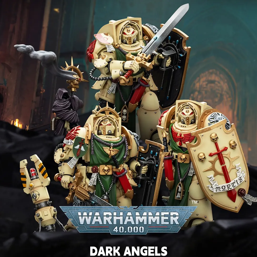 JOYTOY Warhammer 40K Dark Angels Deathwing Knight 1/2/3, Grand Master of The Deathwing Belial, Master with Power Fist 1/18 Limited Edition Action Figure Model Collectible for Display for Back to School, Thanksgiving Gifts, Office Desktop Decoration