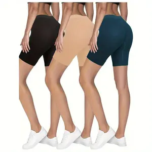 3-Pack Women's Biker Shorts, Running Workout Yoga Shorts, Seamless Anti-Chafing Shorts for Under Dresses & Exercise