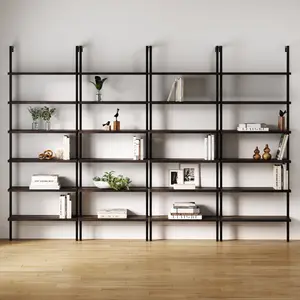 6-Shelf Bookcase Nutmeg Matte Black (Set of 4)