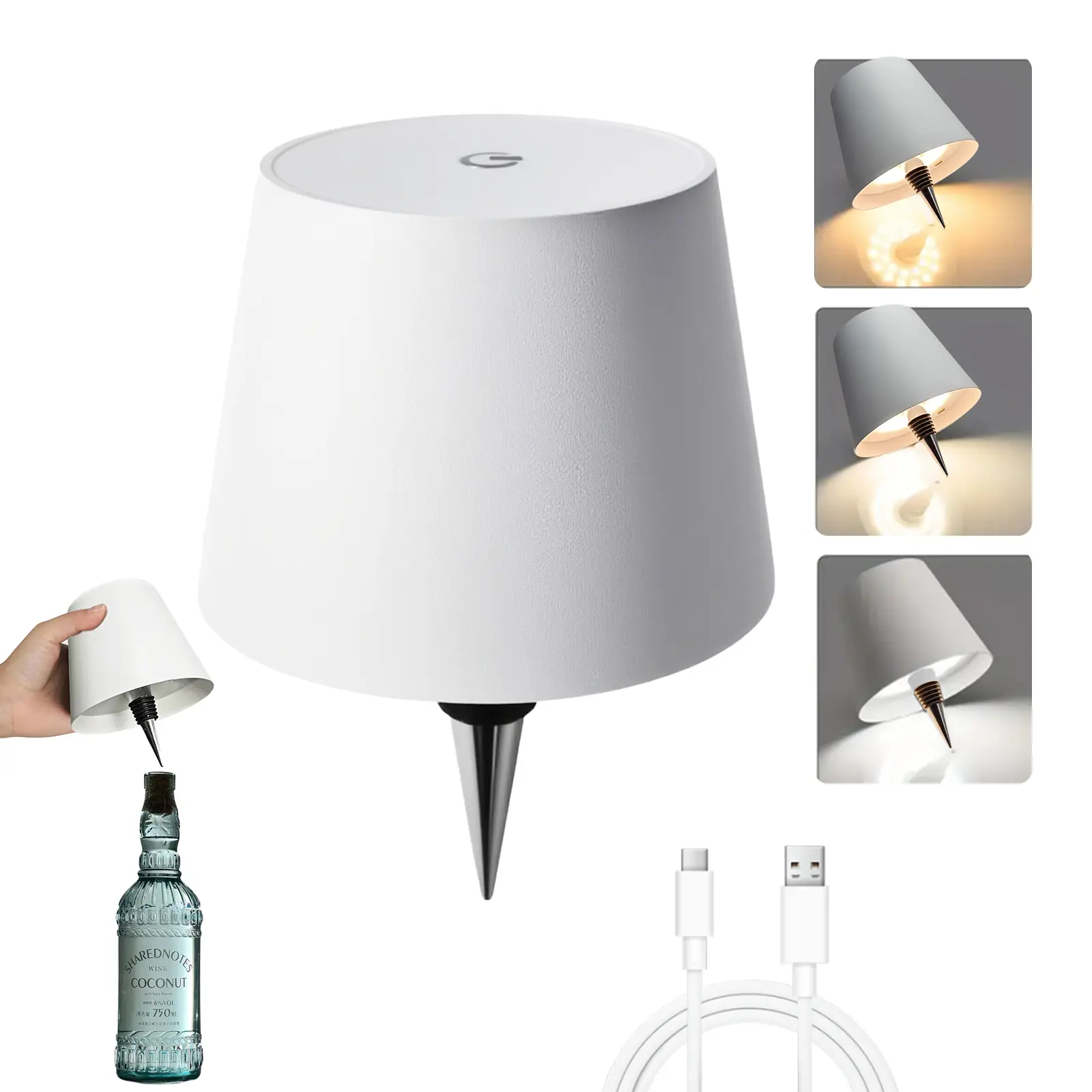 JAPIROC Wireless Bottle Lamp - LED Bottle Lights for Liquor & Wine Bottles,Whiskey Bottle Top Light,Bottle Stopper Night Light Kit,Rechargeable 3-Tone Touch-Dimmable,cool stuff for room,Birthday gifts,Father's Day Gift,Valentine's Day gifts,Couple Gifts