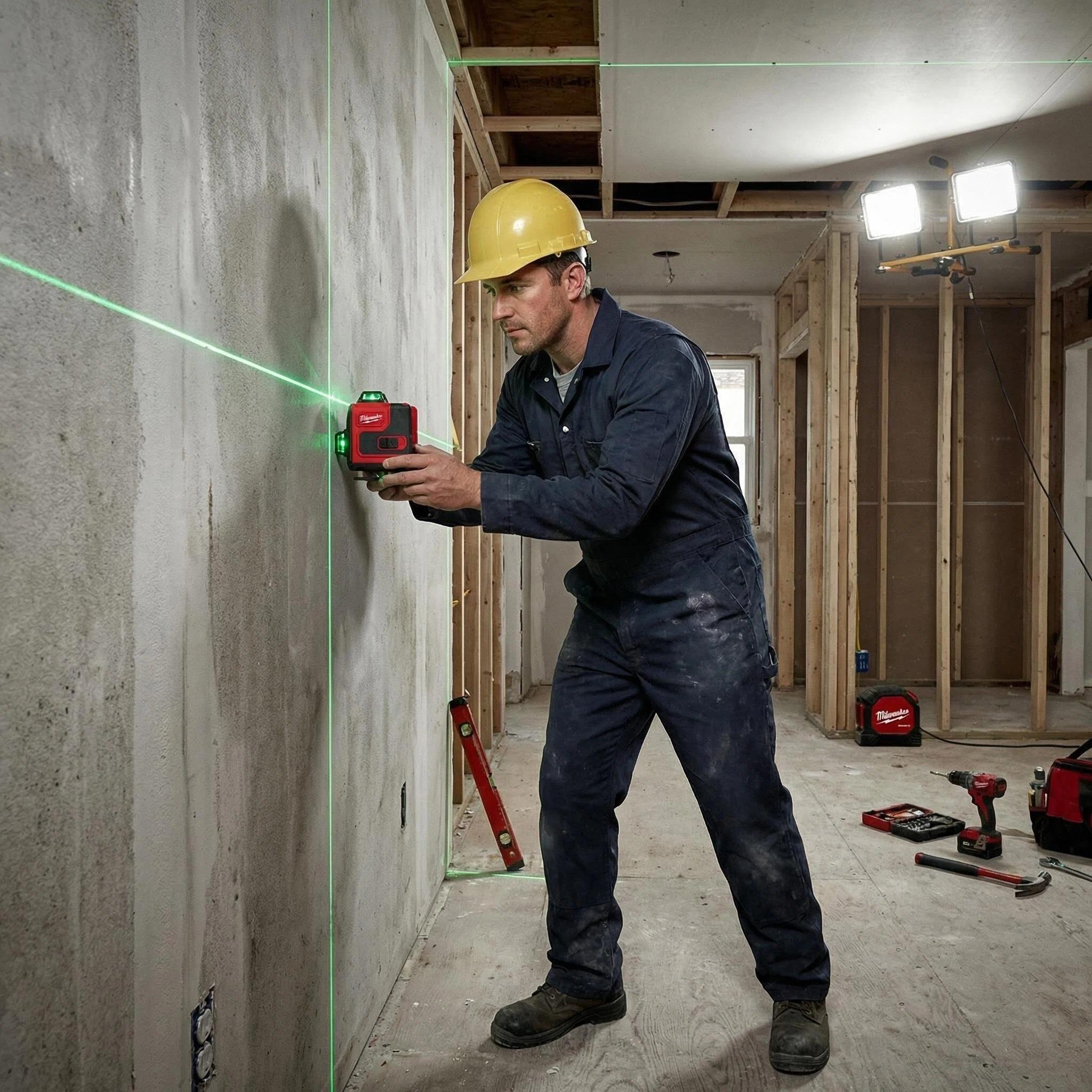 Milwaukee Laser Level 16 Lines Construction Tool 4 d green beam self leveling 360