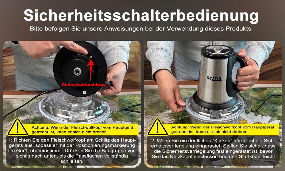 SPZTJK Meat Grinder,Food Processors With 2 Bowls and 4 Bi-Level Blades, Mini Electric Food Chopper 300W, For Baby Food, Meat, Onion, Vegetables