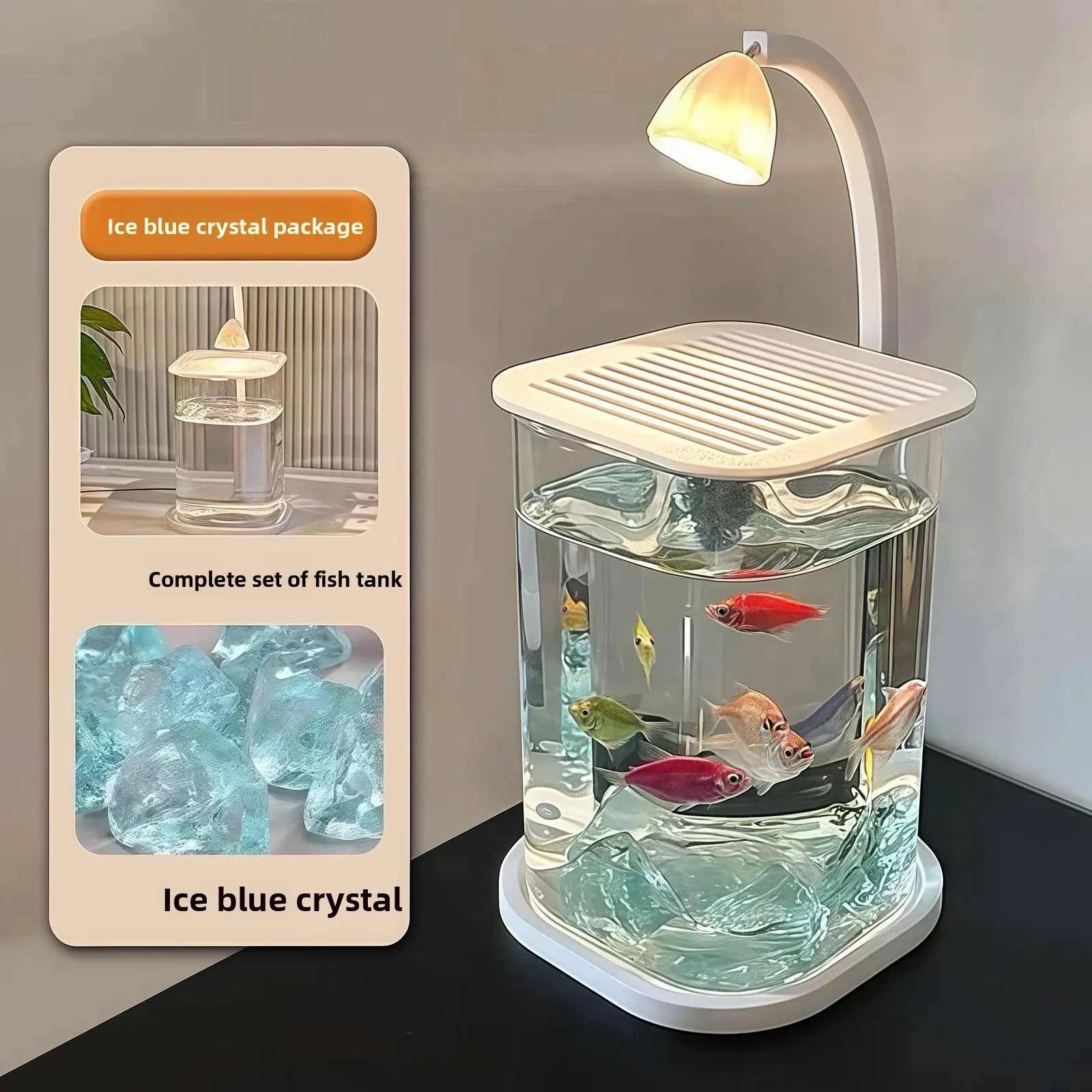 Ice blue crystal natural scenery* complete fish ta