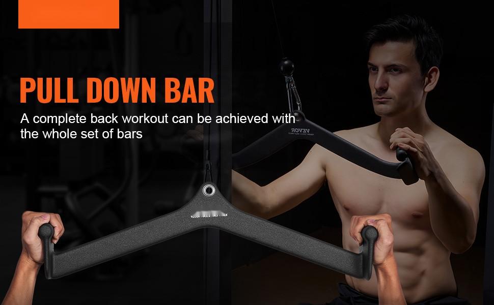 Lat Pulldown Bar And Tricep Handle Attachment For Cable Machines, V-Bar Accessory For Home Gym Strength Training, Durable Steel Construction, Compatible With Most Multi-Gym Systems And Weight Cables
