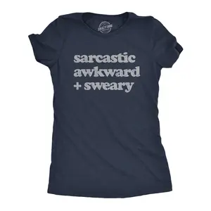Womens Sarcastic Awkward Sweary T Shirt Funny Personality Introvert Graphic Tee Funny Womens T Shirts Cute Vintage Fashion Casual Ladies T-Shirt Gift Introvert Tops for Women Funny Sarcastic Top Women's Novelty Navy