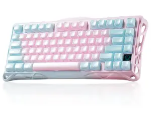 GravaStar Mercury K1 Lite 75% Pink Wireless Creamy Keyboard, Mechanical Gaming Keyboard 75% Gasket Hot Swappable with Pre-Lubed Linear Switches, RGB Backlit, Pink creamy keyboard