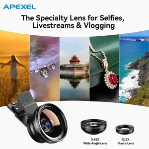 【Holiday Haul】Apexel 2-in-1 Phone Macro Lens Kit for Vlogging 140° Ultra Wide Angle & 12.5X Macro Clip-on Smartphone Lens for iPhone Android Content Creators with Fisheye Filter Christmas Gift - Cellphone Mobile Lens