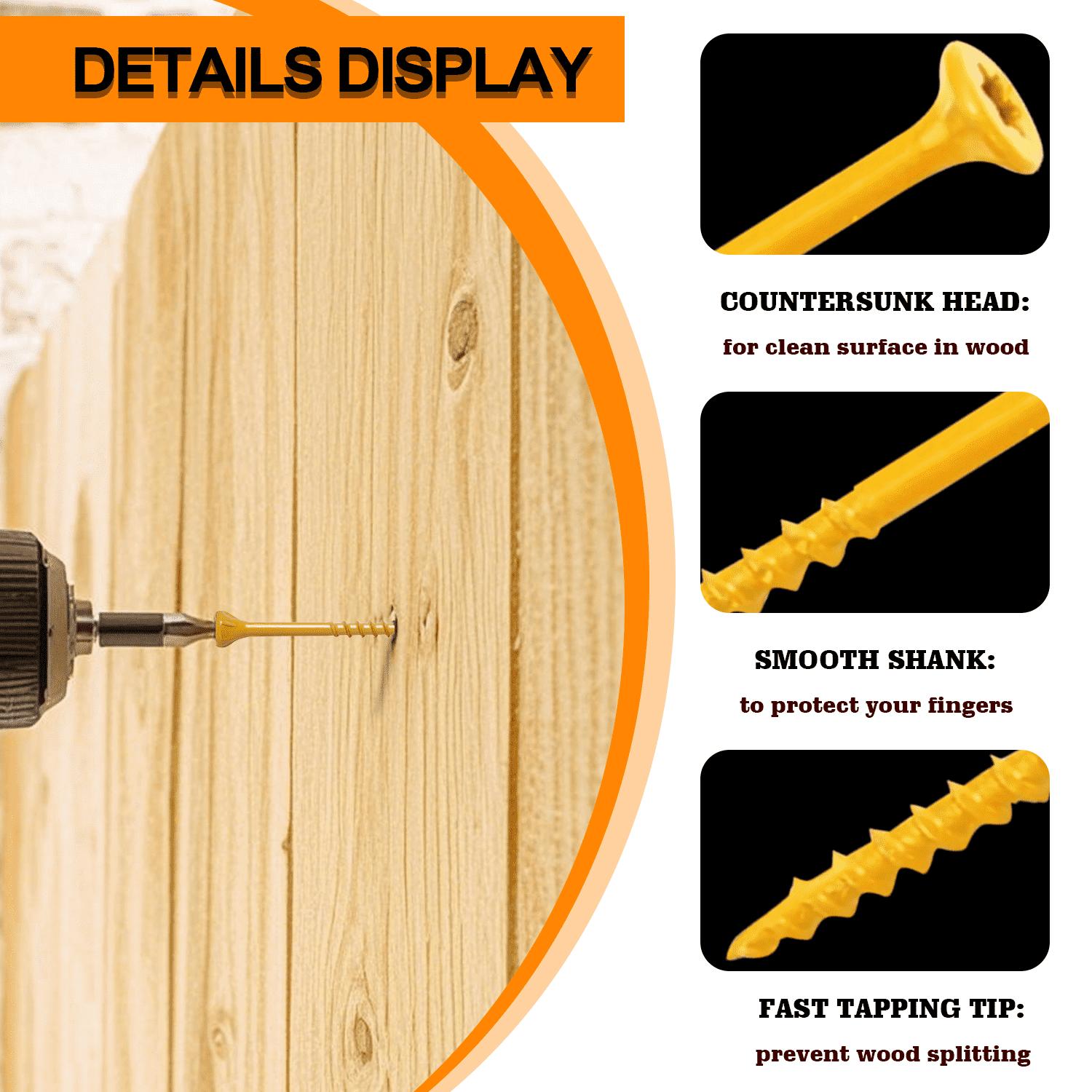 VKKM 260Pcs #8 x 1-5/8 Inch Bronze Torx Countersunk Wood Screws, Hardened Carbon Steel Anti-Corrosion Self Tapping Fasteners with Free T25 Bit for Indoor Cabinet Furniture Wood DIY Projects