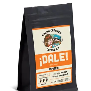 Cuban Cracker Coffee Co. Dale Espresso Roast 16oz Bag - Dark Roast Whole Bean Coffee 100% Arabica Beverage