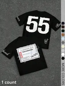 Men's Letter Print Loose Fit Sports T-Shirt, Men's Graphic Shirts for All Season, Streetwear for Summer, Daily Wear, Athletic Sports Clothing