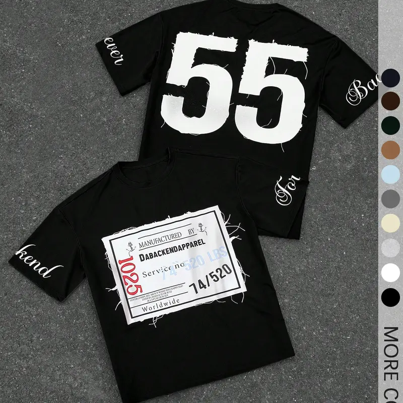 Men's Letter Print Loose-Fit Sports T-Shirt, Graphic Streetwear Top for All-Season Daily Casual and Athletic Wear Casual Athletic Style