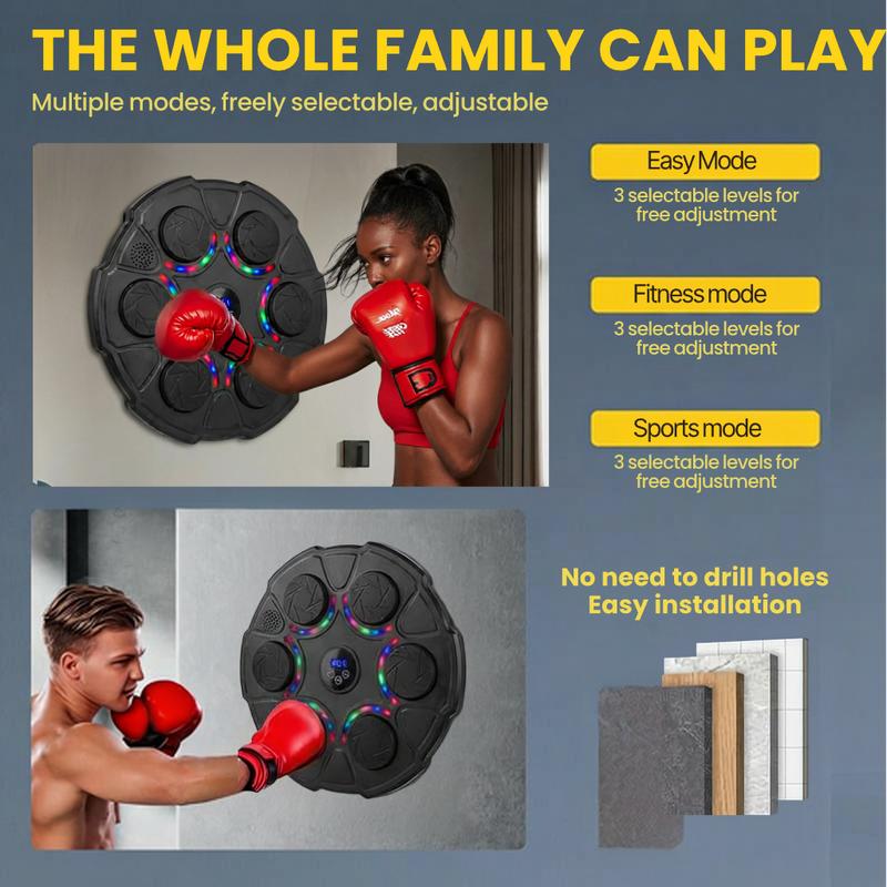 [ Valentine's Day gift ] Music Boxing Machine with Gloves Wall-Mounted Punching Trainer for Teens & Adults Smart Bluetooth Interactive Musical Boxing Trainer Ideal for Home Gym or Garage Use