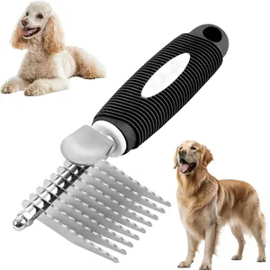 1pc Pet Dematting Comb for Cats & Dogs, Stainless Steel Shedding Brush, Effective Knot Removal Tool, Easy Clean Grooming Accessory, Slicker Brush