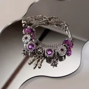 Women's Purple Charm Bracelet | Handmade Style, Stackable & Adjustable – Elegant, Perfect for Gifting, Collecting & Daily Wear