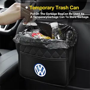 Car Backseat Luxury Leather Storage Bags Hanging Organizer Box Car Trash Can Car Storage Organizers Auto Accessories For Volkswagen VW Golf 4motion MTM Blue Motion Polo Scirocco CADDY Beetle Passat Touareg Jetta Tiguan Touran TSI TDI R32 MK4