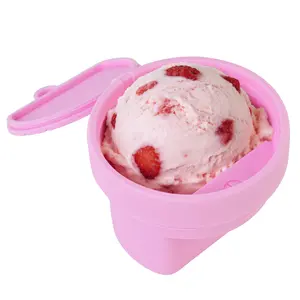 SUSTEAS Silicone Ice Cream Cup for Thermos – 6.52oz Portable Ice Cream Container with Sealed Lid & Ice Cream Scoop, Fits 10cm Caliber Mugs, Leakproof, Odor-Resistant, Reusable, Easy to Clean – BPA-Free