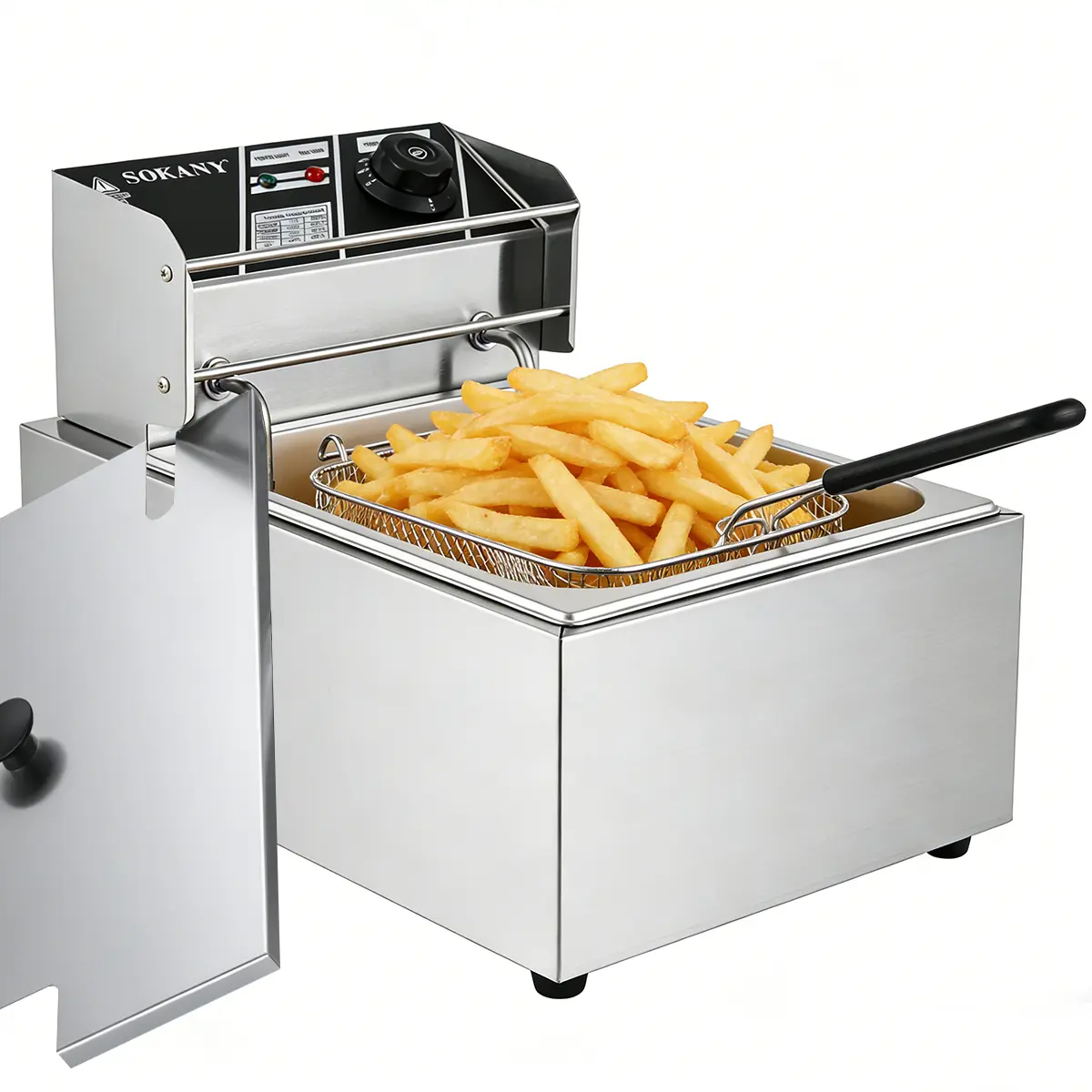 2000W Electric Deep Fryer - 7.4QT Large Capacity Stainless Steel Countertop Fryer with Non-Stick Pot, Basket, Removable Lid, Multifunctional Cooker for Home/Industrial Deep Frying, Cooking Made Easy