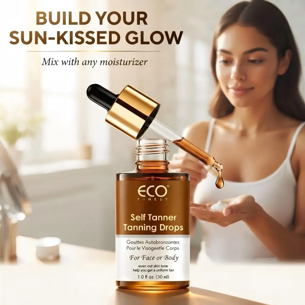 【Buy 2 get 1 free】Self Tanner Tanning Drops for Face & Body, Gradual Sunless Tan Drops to Mix with Moisturizer, Buildable Natural-Looking Glow, Streak-Free Finish, 1 fl oz