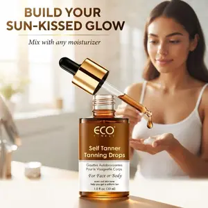 Self Tanner Tanning Drops for Face & Body, Gradual Sunless Tan Drops to Mix with Moisturizer, Buildable Natural-Looking Glow, Streak-Free Finish, 1 fl oz