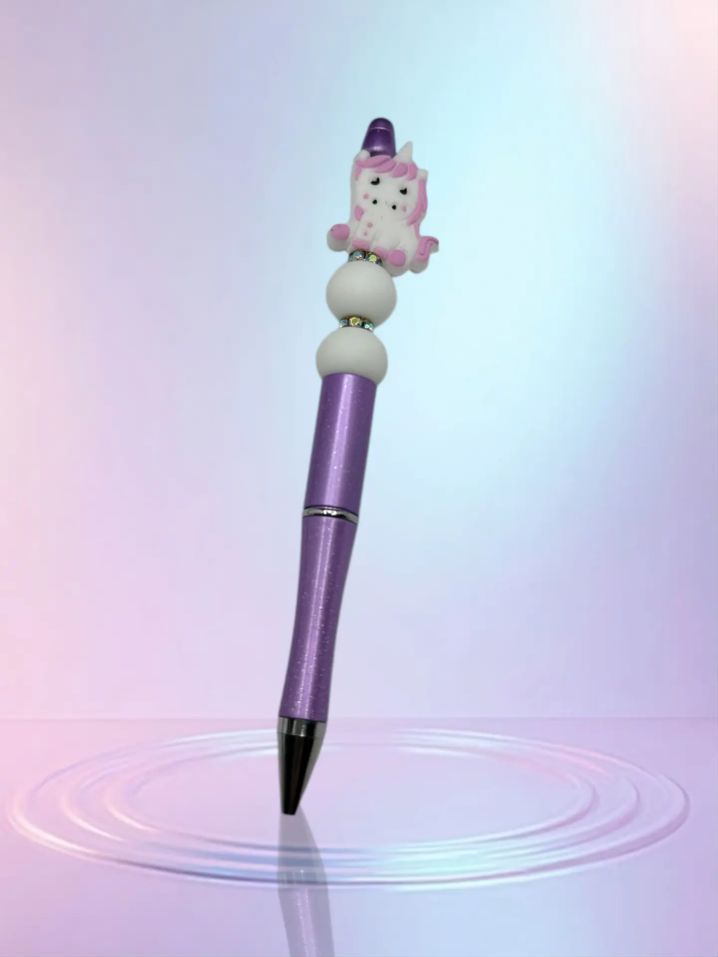 Unicorn Beaded Elegant Diamond Purple Pen - Smooth Ink, Durable Material, Eye-Catching Design, Perfect for Stationery Collection or Gifts