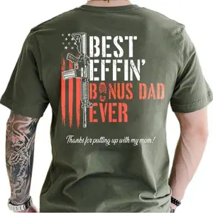 Effin’ Best Bonus Dad Ever T-Shirt – Funny Vintage Father’s Day Gift for Stepdad, Classic Unisex Appreciation Tee