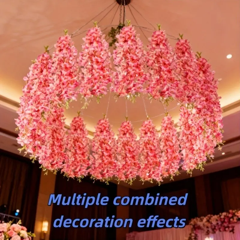 60pcs of Simulated Violet Pink Vines, Artificial Plants, Flowers, Artificial Decorative Flowers, Flower Design Decorations, Suitable for Outdoor Courtyards, Wedding Arches, Ceiling Decorations, Crafts, Photography Props