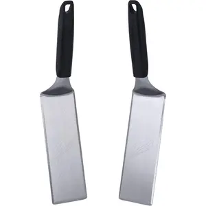 5550 Extra Long Griddle Spatula Set of 2- Perfect Heavy-Duty Stainless Steel Premium Flat Top BBQ Grill Accessories, Non-Slip Plastic Handle, Heat Resistant, Dishwasher Safe Easy to Clean