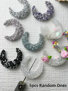5pcs/10pcs Random Style Acrylic Moon Shaped Beads for DIY Crafts, Perfect for Bead Pen and Phone Chain Jewelry Making, Casual Creative Supplies, Acrylic Bead Mix
