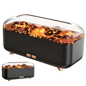 Ambient Flame Aroma Diffuser with Color-Changing LED, 2-in-1 Fireplace Humidifier, Desktop Humidifier for Home & Travel, Mood Lighting Decor for Living Room, Bedroom, Office, Gift for Thanksgiving, Halloween, Easter