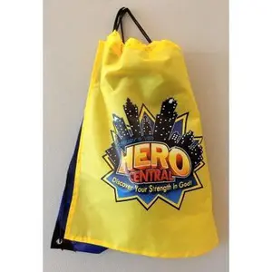 USED-Vacation Bible School VBS Hero Central Drawstring Backpack with Cape (Unknown)